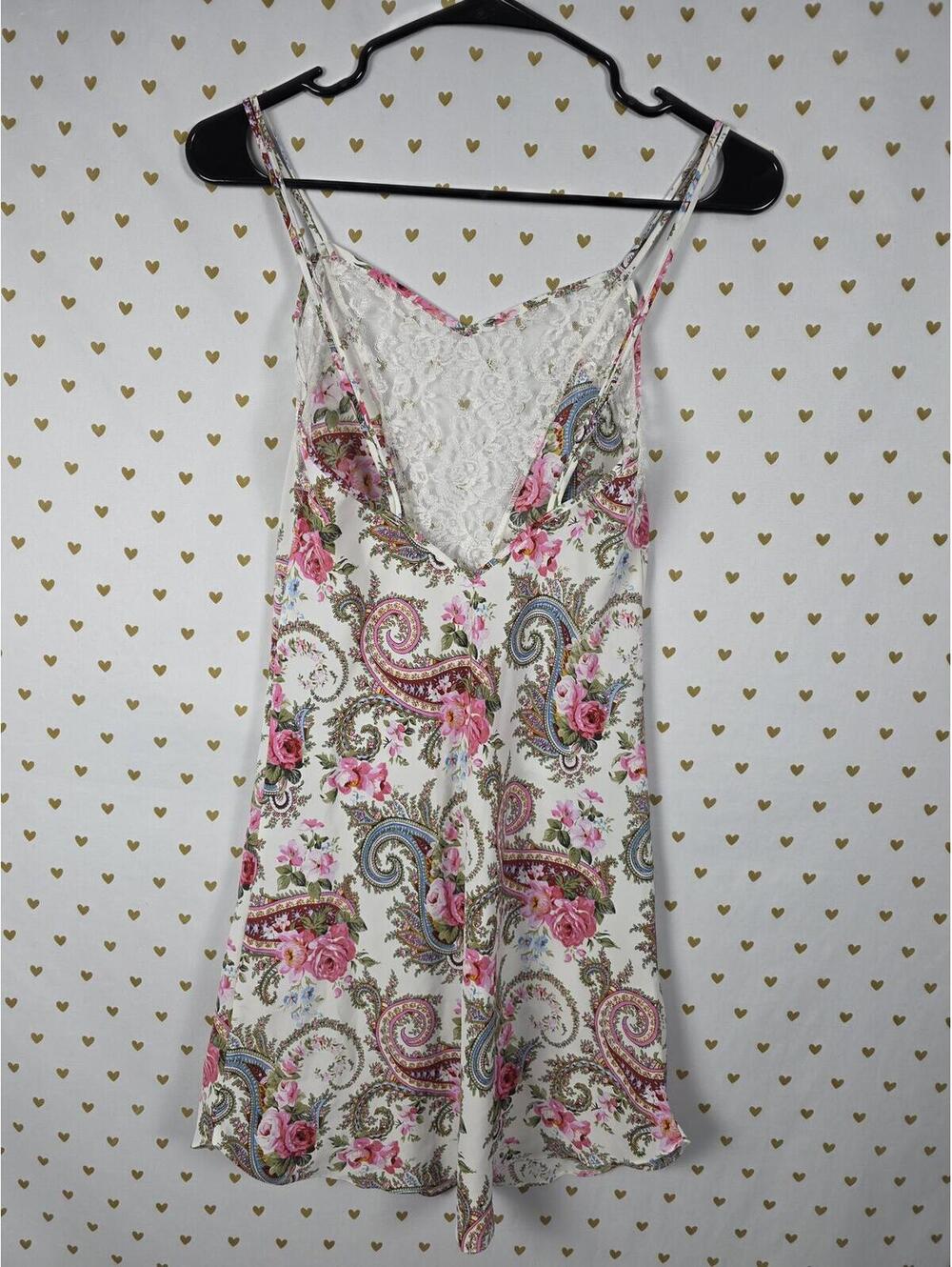 Victorias Secret Vintage Gold Label Floral Paisley Lace Chemise Nightgown Slip S - Picture 6 of 6